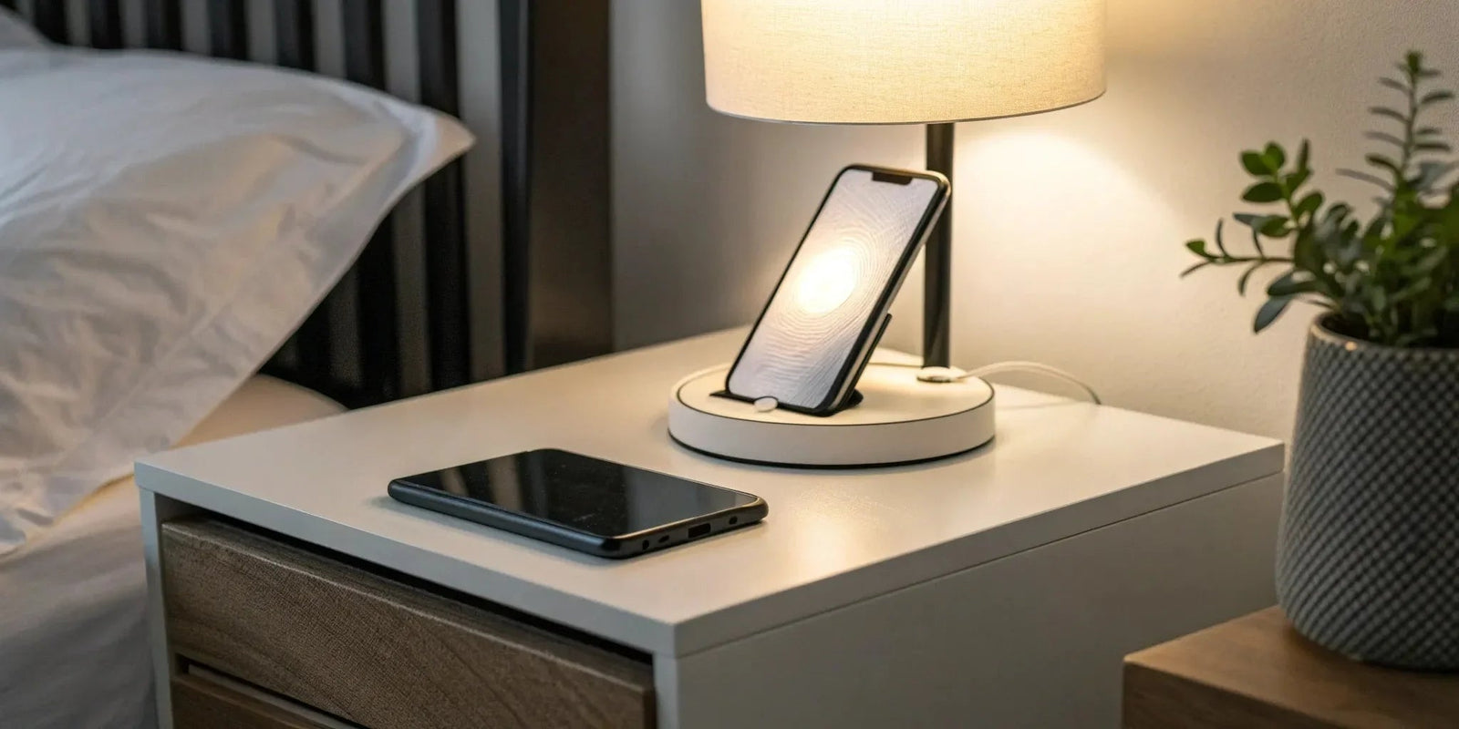 wireless charger pad placement examples bedside table desk