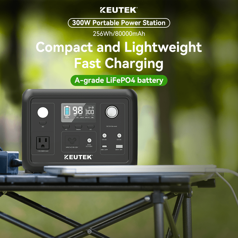 300W Portable Power Station Max (LiFePO₄, 600W Peak) - KEUTEK
