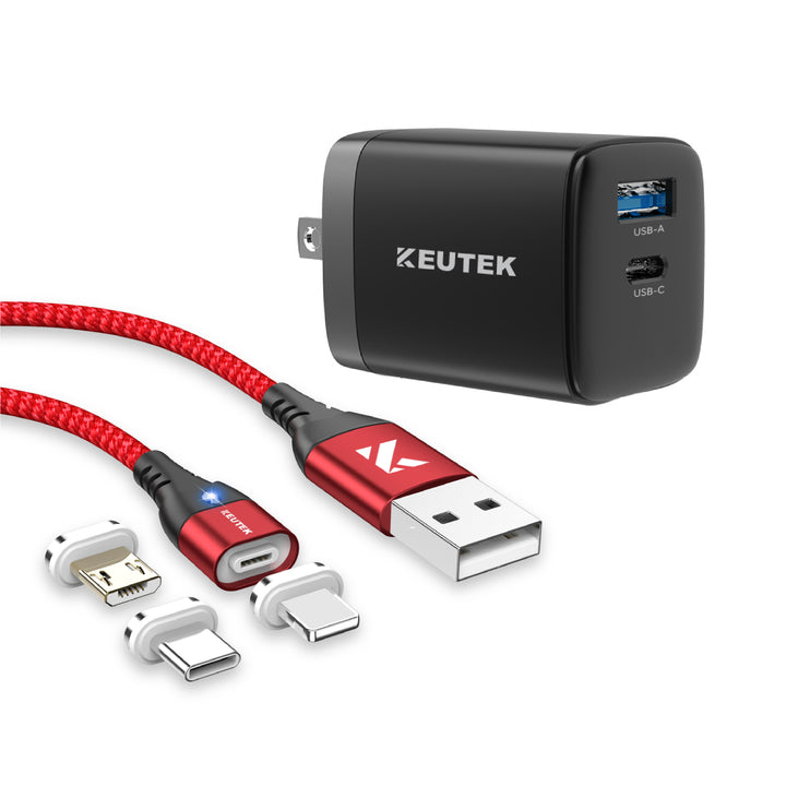 🔵 USB-A Fast Charging Cable + 20W Wall Charger (+3 Tips)