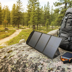 Solar Power Bundle — Orange Power Bank + 40W Solar Panel (lifestyle)