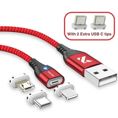 🔵 Original USB-A Magnetic Cable + 2 Extra USB-C Tips - KEUTEK