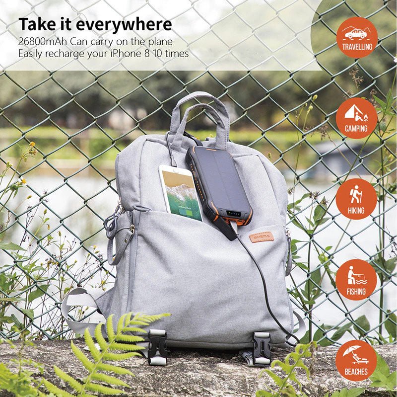 Portable Solar Power Bank (26800mAh - 99Wh) - KEUTEK