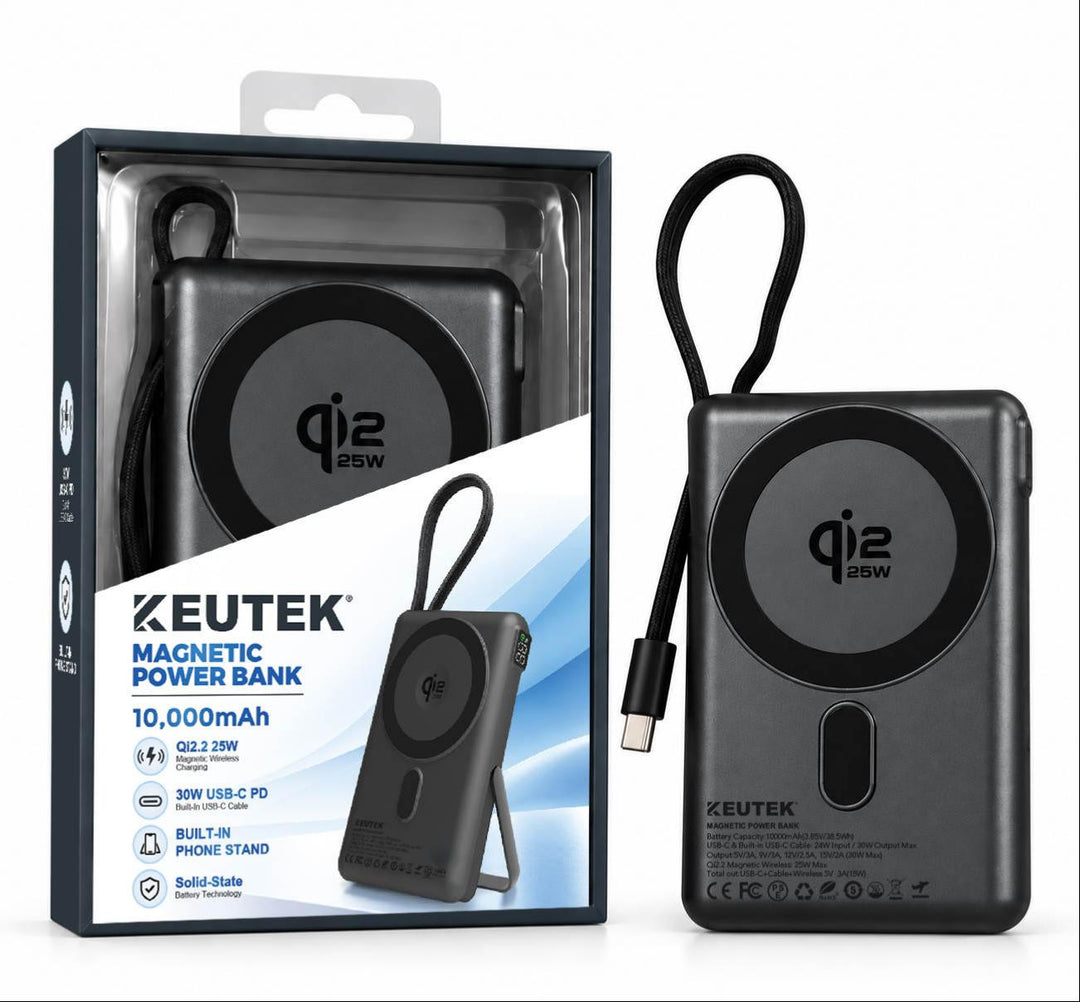Magnetic Power Bank (10,000mAh - 38.5Wh - Qi2.2) - KEUTEK