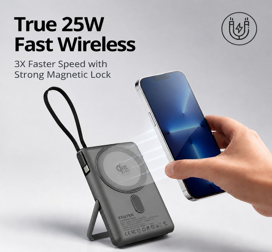 Magnetic Power Bank (10,000mAh - 38.5Wh - Qi2.2) - KEUTEK