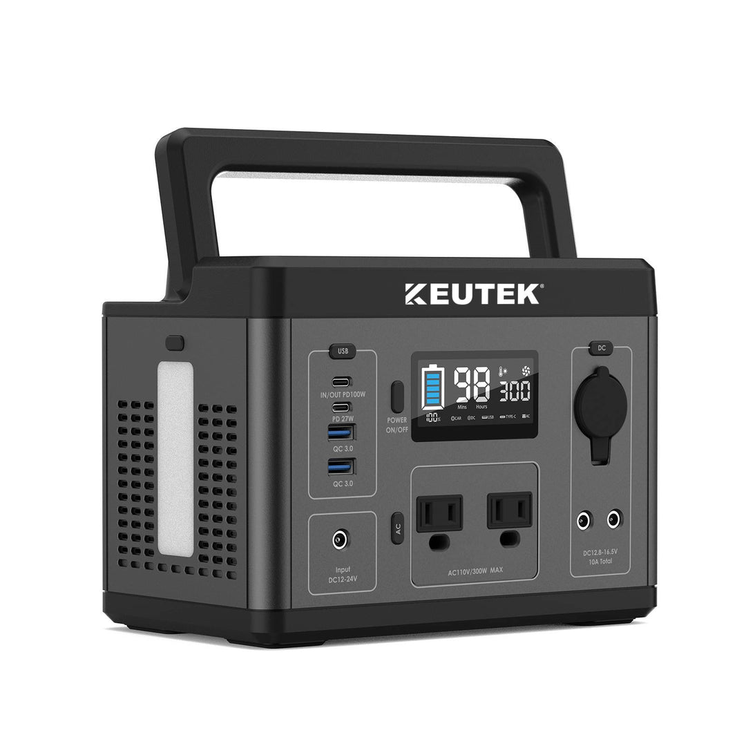 300W Portable Power Station LiFePO4 (296Wh/600W Peak) | KEUTEK